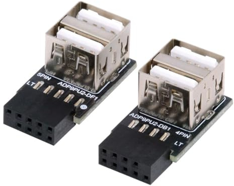 chenyang 2 Pack USB 2.0 Header per pannello frontale 9/10Pin 1 connettore a 2 USB 2.0 femmine Adattatore prolunga per porta collettore scheda madre angolato a 90 gradi