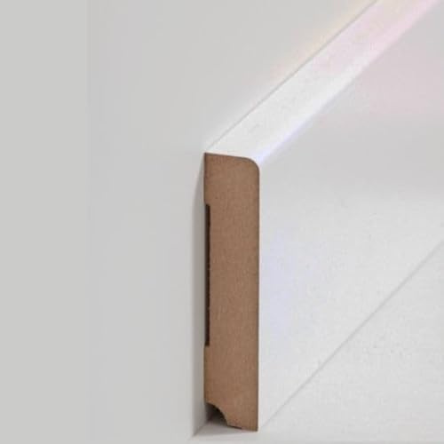 PROVISTON Lot de 5 plinthes en MDF - 19 x 96 x 2500 mm - Cœur en MDF blanc - À coller, clipser, visser et clouer - Plinthe