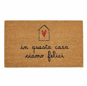 Social crazy Tappeto zerbino personalizzato - In questa casa siamo felici - cocco naturale ideale per ingressi (Cocco Naturale, 90x60 cm)