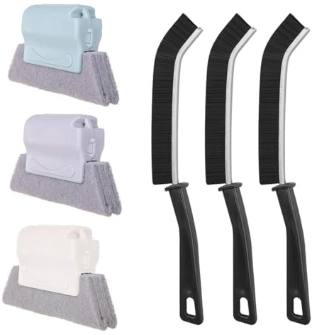 YAPKOLV 6 Piezas Cepillo de Juntas de Borracha Dura, Cepillo de Limpieza para Baño/Cocina/Pared/Puerta, Cepillo de Juntas para Suelos de Baldosas/Teclado/Riel, Limpieza Profunda para Ventanas