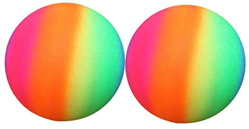 Vaguelly 2stücke Regenbogenbälle Aus PVC Hüpfball Schlagball Kinderspielzeug Für Strand Und Pool Bunt