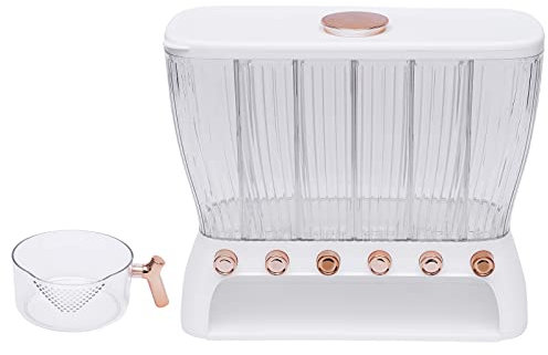 LOIRIIC Dispensador de cereales, dispensador de lente, dispensador de cereales con 6 rejillas, caja de almacenamiento de alimentos secos, dispensador de cereales para cocina con tapa, dispensador de