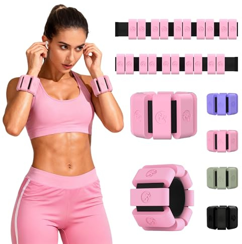 Sonkoloro Adjustable Wrist Weights for Women Men, Leg Weights for Women 0.75lb-1lb Each for Walking, Yoga, Dance, Barre, Gym (Blush, 2LB(2 Pcs))