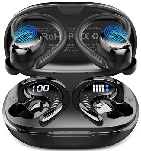 Wireless Earbuds, 2025 Bluetooth 5.4 Headphones Sport, Deep Bass Stereo in Ear Headphone, 4 ENC Noise Cancelling Mic Earphones, 50Hrs USB-C IP7 Waterproof Android iOS Ear Buds for Running Gym Workout