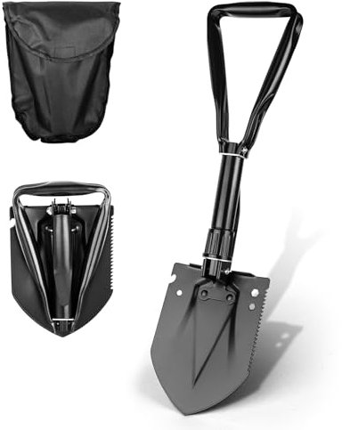 MonkeyKingBar-23IN Folding Camping Shovel with High Steel Handle- Military Survival Shovel for Camping, Offroad and Emergencies