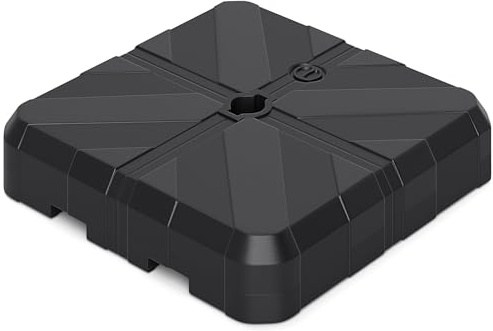 GYMAX Baseper Ombrellone da Patio, Supporto per Ombrellone con Staffa a Croce e Maniglie Portatili, Base Quadrata Riempibile d'Acqua e Sabbia Fino a 80 kg, Nero, 67 x 67 x 13 cm