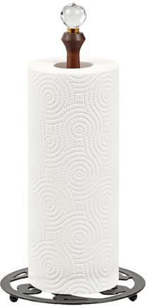Elegante Portarrollos Papel Cocina | Soporte Papel Cocina de Madera y Cristal | Porta Rollos de Papel Cocina para Encimera