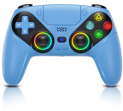 Gamrombo RGB Wireless Controller for PS5/Pro/Slim & PCs, Bluetooth Gamepad with Back Buttons, Touchpad, Macro, Turbo, Dual Vibration, 6-Axis Sensor, 3.5mm Audio Jack, Speaker