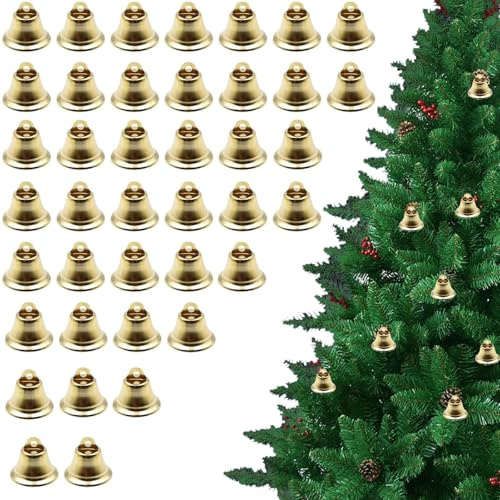 40PCS Christmas Bells, Small Crafts, 3.5cm Golden Bells, Accessories for DIY, Wedding, Pet, Christmas Tree Decorations, Vntage Cistmas Dcorations
