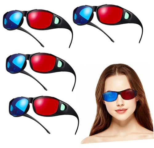AKOOSY Gafas 3D para Cine y Proyector, Set De 5 Gafas De Plástico Lentes Rojo y Azul, Cómodas y Fáciles De Usar, Aptas para Adultos y Jóvenes