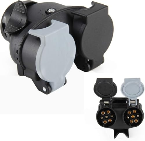 JF HOME BLISS 13-to-7 Pin Towing Adaptor – 13 Pin to 7 Pin Caravan Trailer Adapter, 2-in-1 Twin Socket Waterproof Towing Converter for Car, Caravan & Truck