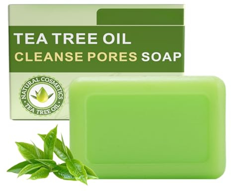 Teebaumöl Seife Stück 100g - Kernseife Natur Soap Bar - Naturseife gegen Pickel für Gesicht und Körper - Feste Seife - Duschseife Damen Männer, Hydratation Ölkontrolle