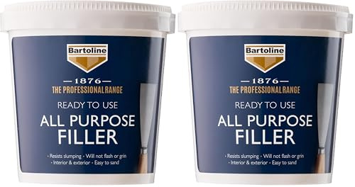 Bartoline 1876 Ready to Use All Purpose Filler 1kg – Professional Quality for Plaster, Wood, Brick, and Stone– Easy to Apply & Sand (Pack of 2)