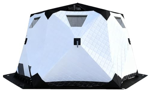 Snabbt Popup-Isfisketält Isolerat 420d Hexagonskydd För 2-10 Personer Bärbart Isfisketält Med Golvmontering Perfekt För Isfiske Och Vintercamping -30℃ White