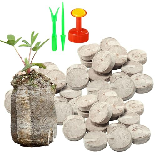 Hobngmuc Pastillas de Turba | Bandejas de Mezcla para Macetas 100 Piezas | Pastillas para Semilleros De 3 Cm | para Trasplante En Jardinería Interior Exterior Hidroponía Y