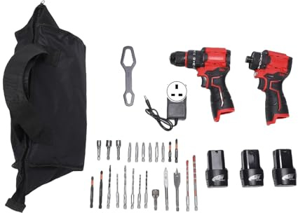 Generic Compact Cordless Drill and Impact Driver Set 16.8V Brushless Power Tool Combo Kit with Long-Lasting Power for Tight Spaces - Suitable for Seniors and Beginners (UK Plug)