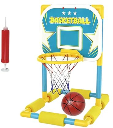 Set De Canasta De Baloncesto De Piscina - con Balón De Baloncesto Inflable Y Bomba | Canasta De Baloncestos Flotante De Agua para Niños | 25X34x25 Cm | para Celebración En Playa Y Piscina