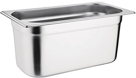 Vogue Gastronorm Pan 1/3, Stainless Steel Tray, Depth: 150 mm, Capacity: 5.7 Litres, Hot and Cold Food Storage Container, Bain Marie Compatible, Lid Sold Separately, K934