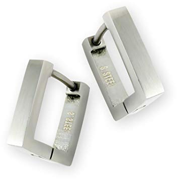 Fly Style Paar Klapp Creolen aus Edelstahl - Eckige Ohrringe für Damen und Herren - Edelstahl Kreolen Klein, Farbwahl:silber matt