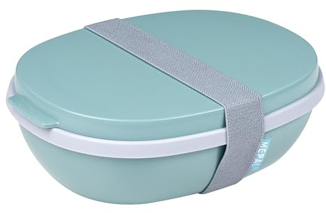 Mepal - Lunchbox Ellipse Duo - Meal Prep Box für Erwachsene & Salatbox zum Mitnehmen - Brotdose für ein gesundes Mittagessen - Ideal für Sandwiches & Salate - 825 ml + 600 ml - Nordic Green