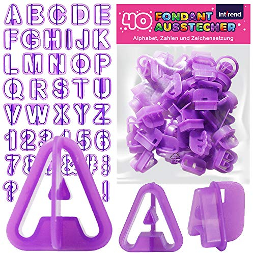 Int!rend Cortadores Fondant para Decoracion de Tartas - 40 Moldes de Letras y Numeros - Molde Foundant para Profesionales y Principiantes - Kit Utensilios Galletas y Reposteria
