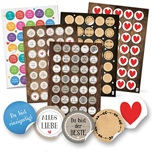 Logbuch-Verlag 175 Geschenkaufkleber Sticker Sprüche Herzen blanko Aufkleber Aufkleber für Geschenke Geburtstag liebe Worte