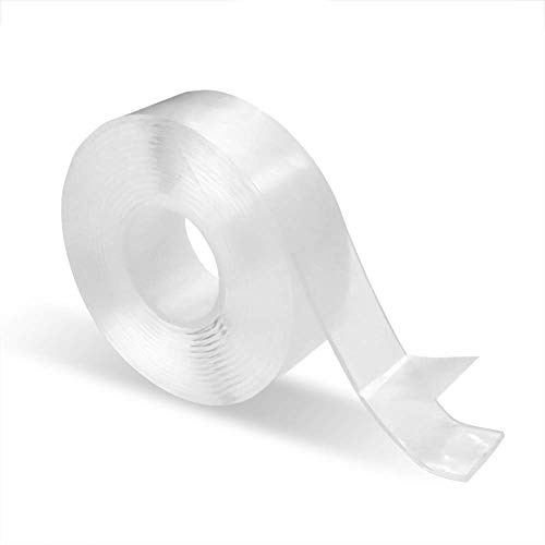 TUNEZ® Nano Cinta de doble cara Lavable multifuncional(10ft/3M) Nano Tape, Adhesivo antideslizante,Reutilizable Transparente Traceless Grip Tape para Pared,Cocina, Alfombra,Llaves,Fijación de Fotos