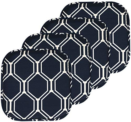 Sweet Home Collection Cojines de Espuma viscoelástica para Silla, Goma Antideslizante, diseño de Panal de Abejas y Esquinas Redondeadas de 16 x 16 Pulgadas, Paquete de 4 Unidades