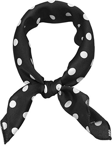 sourcing map Damen Vintage Quadratischer Schals Kopf Hals Polka Dots Schal Halstuch Schwarz M