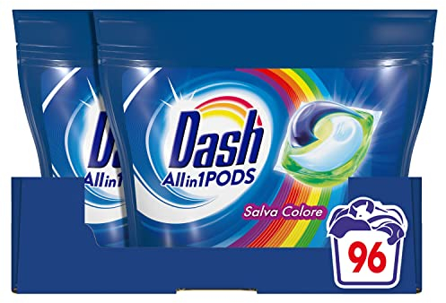 Dash Pods Detersivo Lavatrice In Capsule, 96 Lavaggi (2X48), Salva Colore, Maxi Formato, Mantiene Vivaci i Colori Dei Tuoi Capi, Efficace Anche a Bassa Temperatura