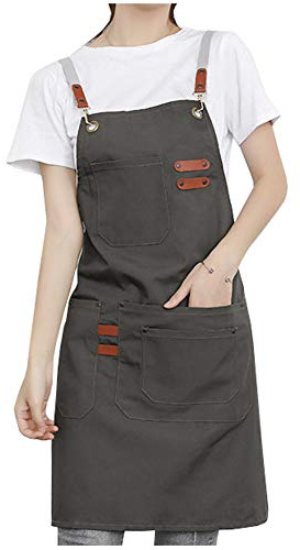 Watwass Cían Delantal Camarero Peluqueria Chef Ajustables Delantal Cocina Hornear Jardín Barbacoa