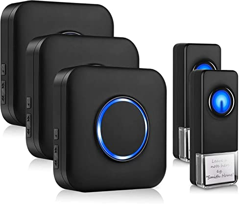 BITIWEND Funkklingel Kabellose Türklingel Funk klingel Set Aussen Wasserdicht IP55 Haustürklingel 400m Reichweite Plug-in Doorbell Haustür Klingel Kit 58 Melodien, 5 Lautstärkestufen, LED-Blitz