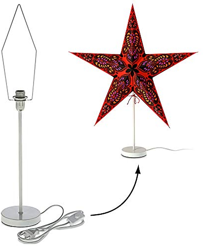 Lampenfuß Standfuß in weiß mit E14 Fassung für Papiersterne ohne Leuchtmittel 230V Eurostecker 150 cm Zuleitung