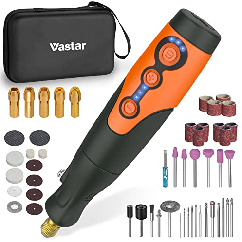 Vastar 3.7V Multifunktionswerkzeug, 3 Gang Graviergerät(5000-21000rmp), mit 50 Stück Zubehörteilen Multifunktionswerkzeug Akku zum Bohren, Gravieren, Polieren, Schleifen, Entrosten(Kein Ladekopf)