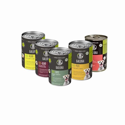 Baluna Bio-Probierpaket Hundefutter | Von Bio-Höfen aus der Region | Hergestellt in DE | Hoher Fleischanteil 5x400g