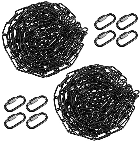 SEUNMUK 2 Pack 20 Feet Black Chain for Hanging Lamp, Pendant Lighting Fixture Chain with 8 Connection Locks for Hanging Chandelier, Ceiling Fan, Load Capacity 50 Lbs