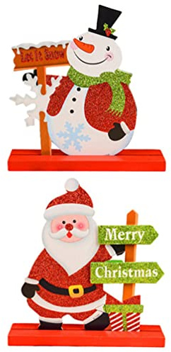 Toddmomy 2piezas Adornos De Papá Noel Adorno De Madera Adorable Decoración Artesanal De Madera Para Fiesta De Navidad Obsequio De Navidad