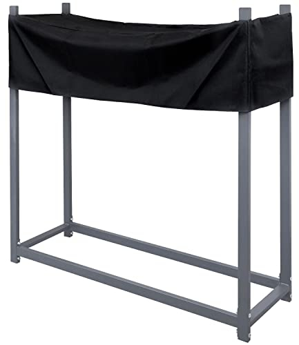 V2Aox Kaminholzregal Regal Aufbewahrung für Kaminholz Brennholz Holzunterstand Kaminholzständer Brennholzregal Metall mit Abdeckung 120 x 120 cm in Anthrazit