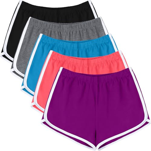 URATOT Träningsbyxor, dolphin shorts, mjuka, bekväma, ventilerande, avslappnade, cykelbyxor, vandringsbyxor, för kvinnor, 5-pack, M