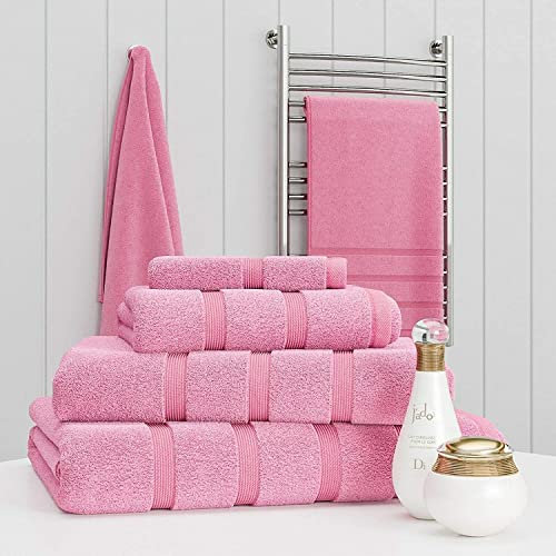 Z Fashion Luxury 2 Piece Towel Set 100% Cotton 500 GSM Hand Towel (50 x 80 cm), Bath Towel (70 x 120 cm) - Pink