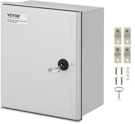 VEVOR NEMA Steel Enclosure, 12 x 10 x 6'' NEMA 4X Fiberglass Electrical Box, IP66 Waterproof & Dustproof, Outdoor/Indoor Electrical Junction Box, with Mounting Plate(30 x 25 x 14 cm)