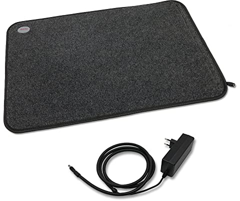 thermodog 3523001 beheizte Tierliegematte, Wollvlies, 580x810x7mm, 24V / 50W, Steckernetzteil absteckbar