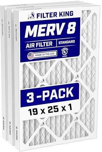 Filter King Air-filter 19 x 25 x 1 4-PACK | MERV 8 HVAC veckade AC ugnsfilter | faktisk storlek 18,5 x 24,5 x 75