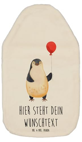 Mr. & Mrs. Panda Personalisierte Wärmflasche Pinguin Luftballon - Weiß