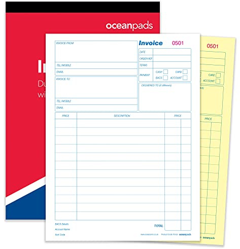 Ocean Pads 70123 - Libreta de facturas duplicada sin IVA, A4, 210 x 297 mm, 2 partes autocopiables