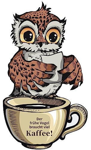 TOARTI Kaffee Wandtattoo,46x27cm,Kaffeebohnen Wandaufkleber,Sprüche und Zitate Küche Wandsticker Wohnzimmer Esszimmer Cafe Wanddeko,Wandaufkleber der frühe Vogel braucht viel Kaffee Küche Wanddeko