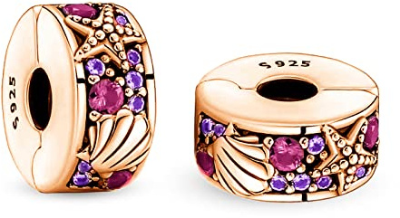 Annmors Charm Ozean Anhänger Seestern, Muschel, roségoldfarben, 925 Sterlingsilber, für Armbänder Halsketten, ideal als Geburtstags und Muttertagsgeschenk für Frauen und