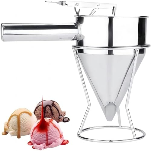 VIFERR Edelstahl Backtrichter mit Ständer, Pfannkuchen Teigspender Dessert Trichter Teigportionierer Batter Trichter Fondanttrichter Kuchen Dessert Kochwerkzeuge für Home Küche Bäckerei