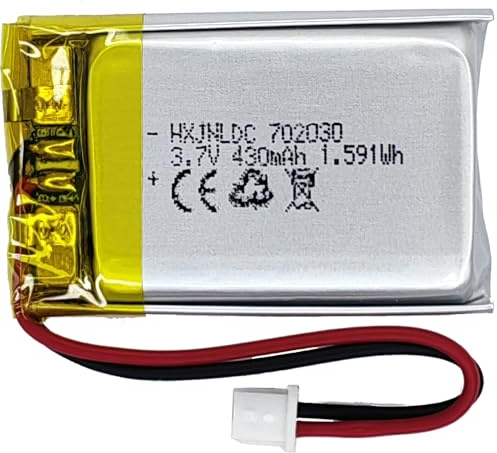 Batería Recargable de polímero de Litio DC 3,7 V 430 mAh 702030 Adecuada para sustituir baterías integradas de 2 Cables en Dispositivos electrónicos de 3,7-5 V y Luces LED.