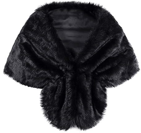 langes Kunstfell-Schal-Wrap für Damen - edle Stola - wie echtes Fell Elegant